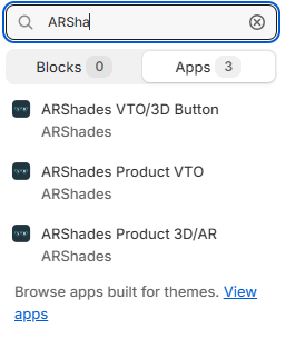 Adding the VTO block in the theme editor