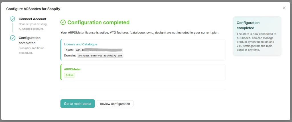 Configuration completed - ARPDMeter active